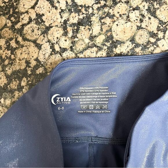 Zyia Active Blue Shimmer High Rise Leggings Ankle Causal Size 6-8 - Picture 4 of 5